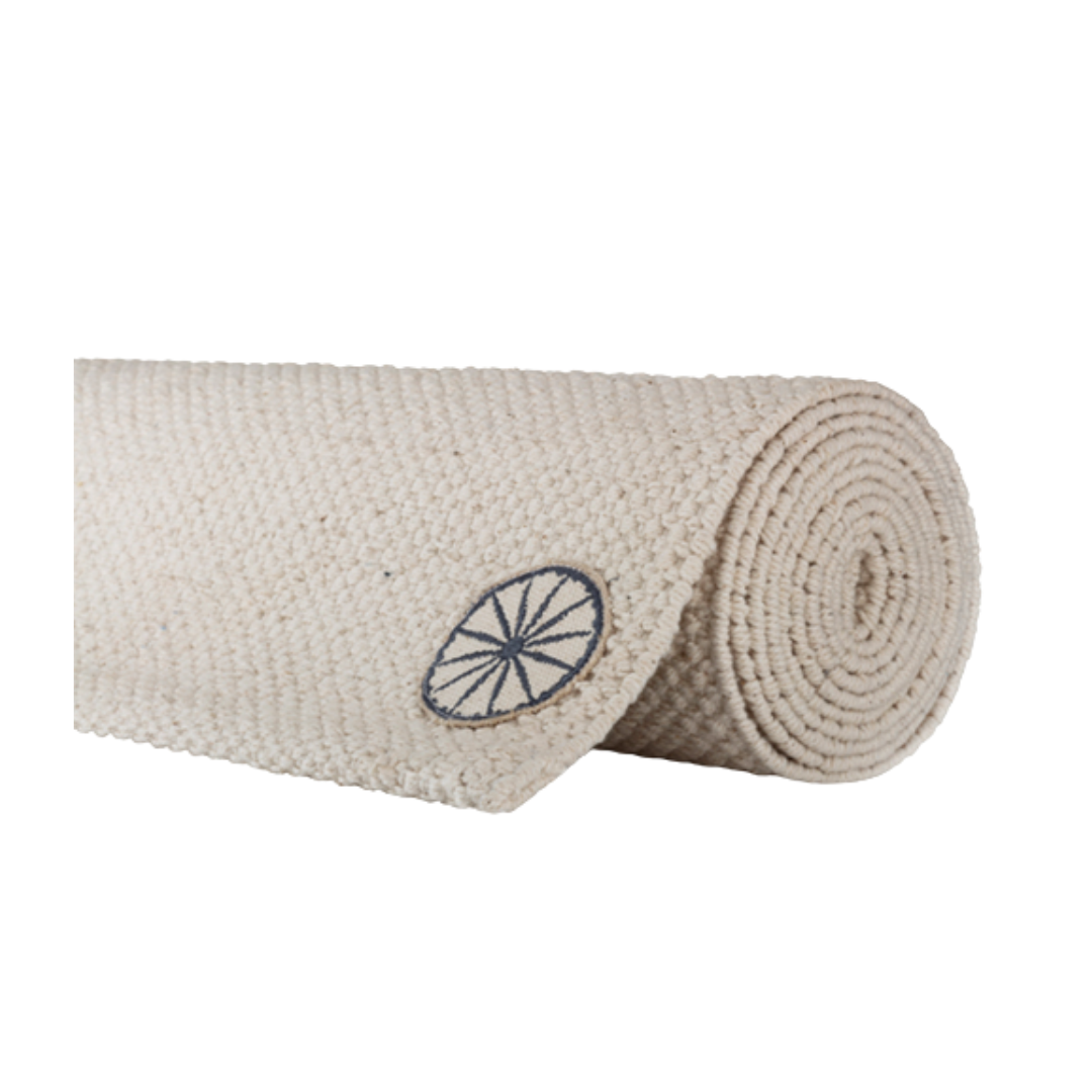 Handloom Cotton yoga Mat – Natural (70x15x15cm)