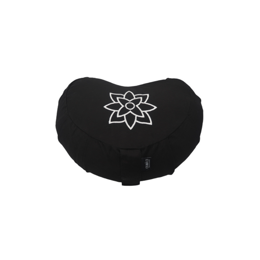 Asoka Crescent Meditation Cushion (Black Mandala Outline)