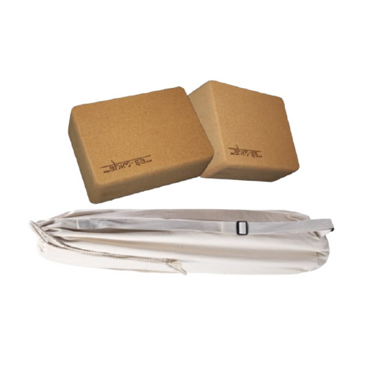 Cork Yoga block Set With Cotton Carry Bag (225x150x75mm per block)
