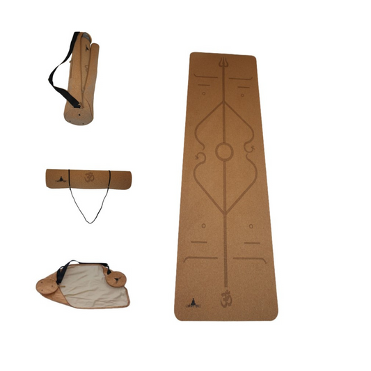 Cork Yoga Mat With Alignment Guides And Cork Bag (183x61cm)